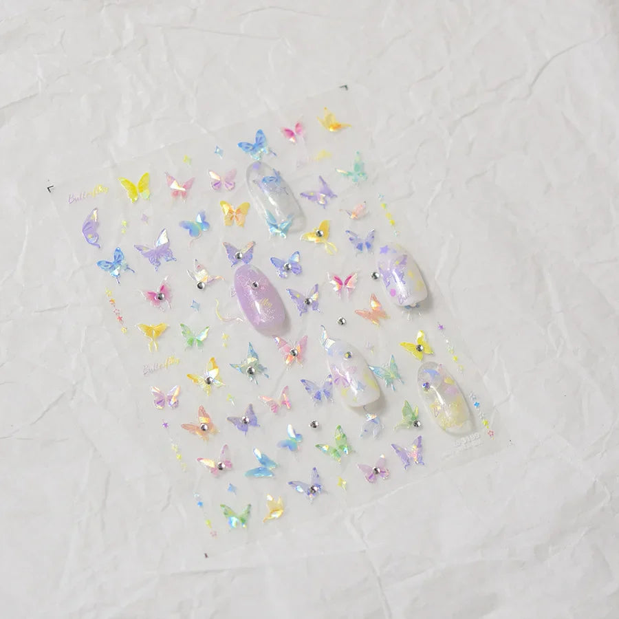 Dreamy Moon Star Cloud Butterfly Starrylight Rhinestone 5D Soft Embossed Relief Nail Art Sticker 3D Decal Decoration Manicure (ONLINE ORDER ONLY)