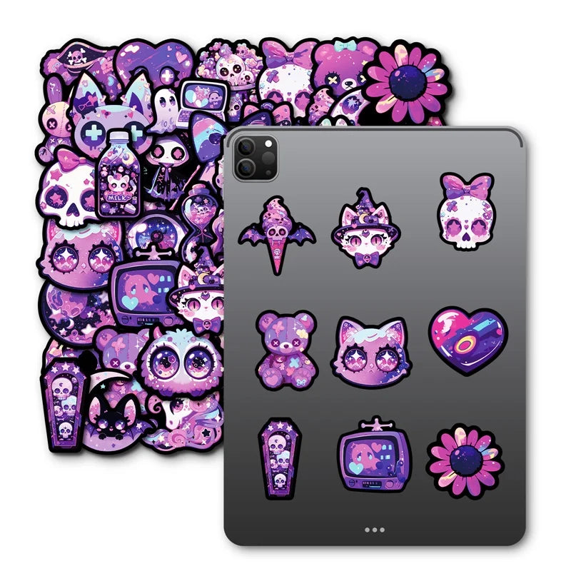 10/30/50PCS Kawaii Purple Animal Sticky PVC Sticker Aesthetic Stationery DIY Decoration Scrapbooking School Supplies for Kids (ONLINE ORDER ONLY)