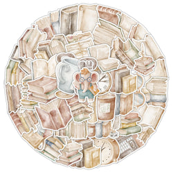 10/50PCS Aesthetic Vintage Book Reading Stickers DIY Kids Scrapbooking Notebook Phone Laptop Luggage Diary Graffiti Sticker Toy (ONLINE ORDER ONLY)