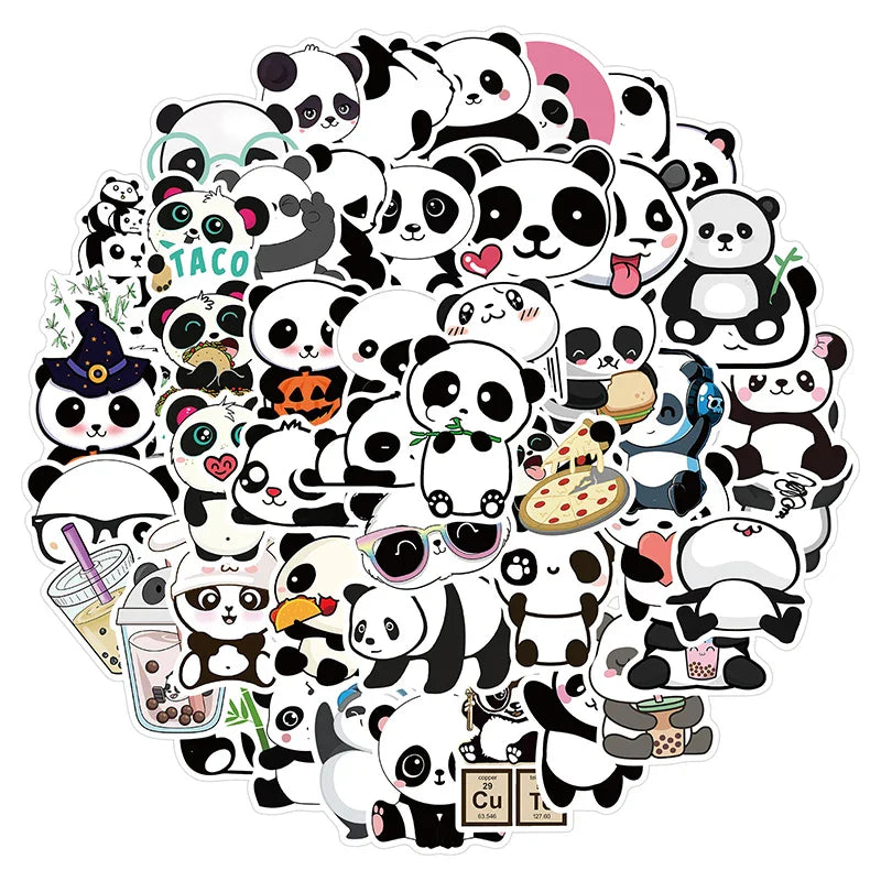 10/30/50PCS Cute Panda Sticker Aesthetic PVC Stationery Children's Sketchbook Laptop Diary Decoration Scrapbook Supplies for Kid (ONLINE ORDER ONLY)
