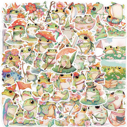 10/30/50PCS Cute Frog PVC Sticky Sticker Aesthetic DIY Korean Stationery Decoration Scrapbooking School Supplies for Kids (ONLINE ORDER ONLY)