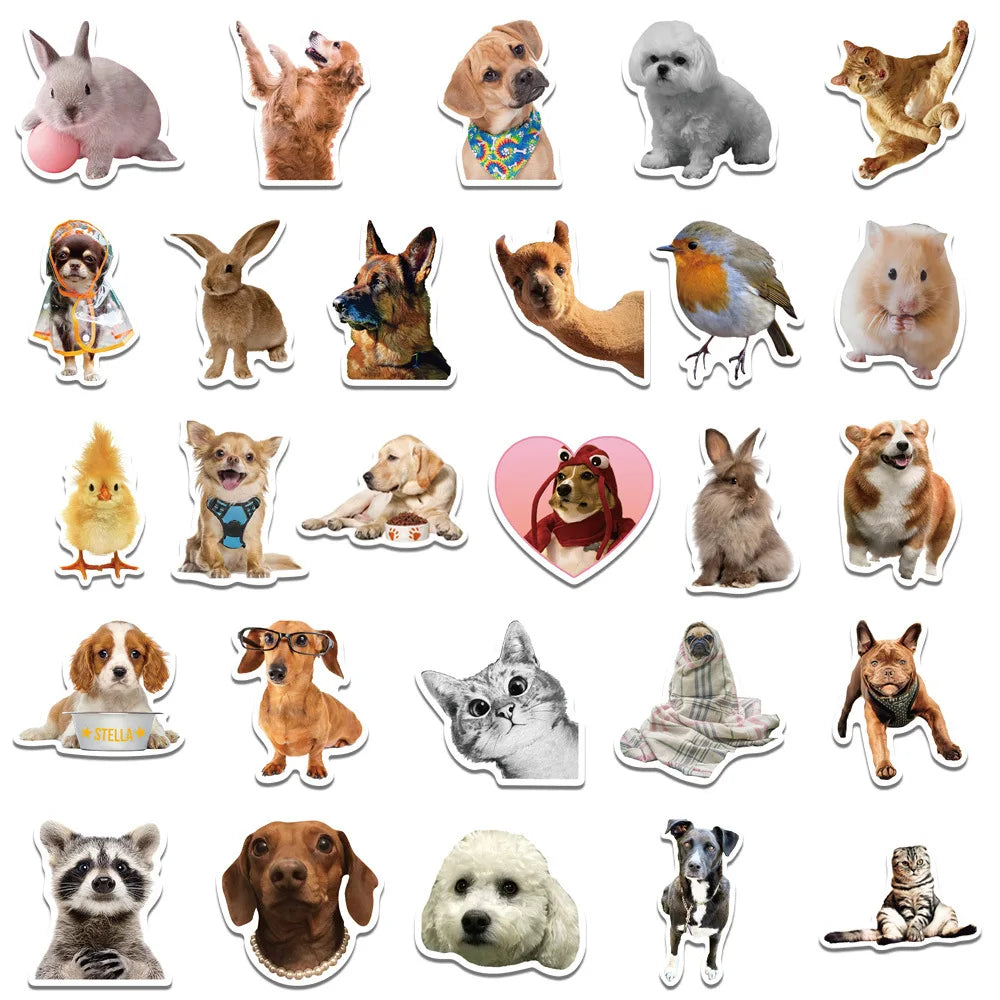 10/30/52pcs Cute Dog Cats Animal Graffiti Stickers Cartoon Decals Scrapbook Laptop Phone Luggage Car Funny Meme Sticker Kids Toy (ONLINE ORDER ONLY)
