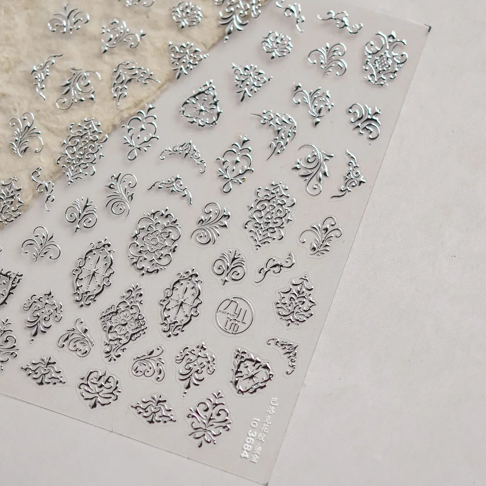Baroque Figure Flower Totem Geometric Star Love Heart Hot Stamping Embossed Relief Self Adhesive Nail Art Sticker Manicure Decal (ONLINE ORDER ONLY)