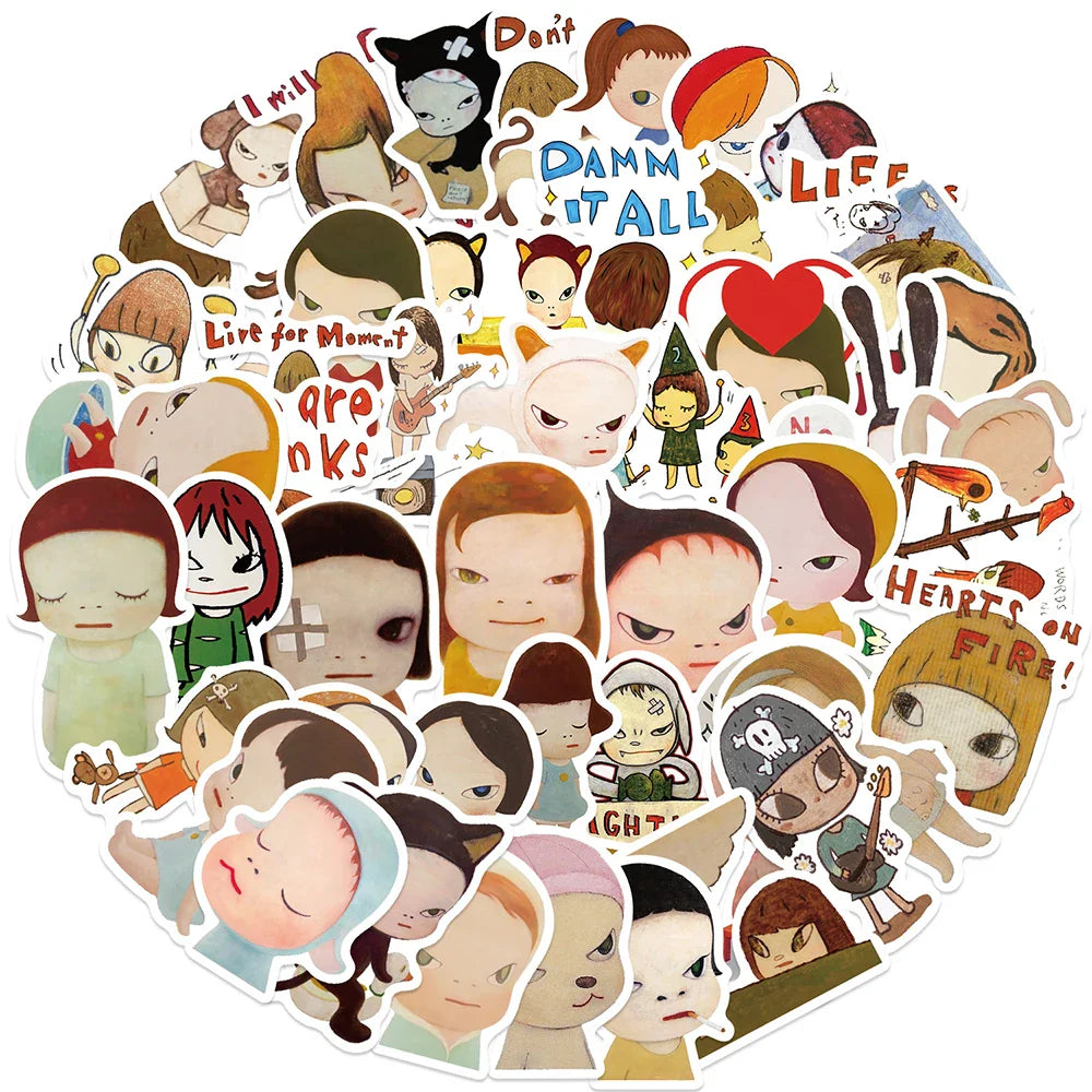 Nara Yoshitomo Cartoon Art Stickers 10/30/50pcs Skateboard Notebook Phone Suitcase Fridge (ONLINE ORDER ONLY)