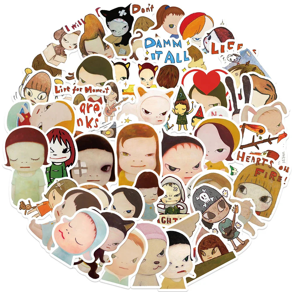Nara Yoshitomo Cartoon Art Stickers 10/30/50pcs Skateboard Notebook Phone Suitcase Fridge (ONLINE ORDER ONLY)