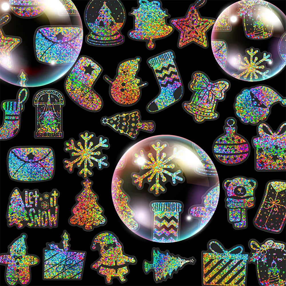 10/30/50/100pcs Twinkle Holographic Laser Stickers Aesthetics Decals Laptop Notebook Phone Car Gradient Cute Sticker Decals Gift (ONLINE ORDER ONLY)