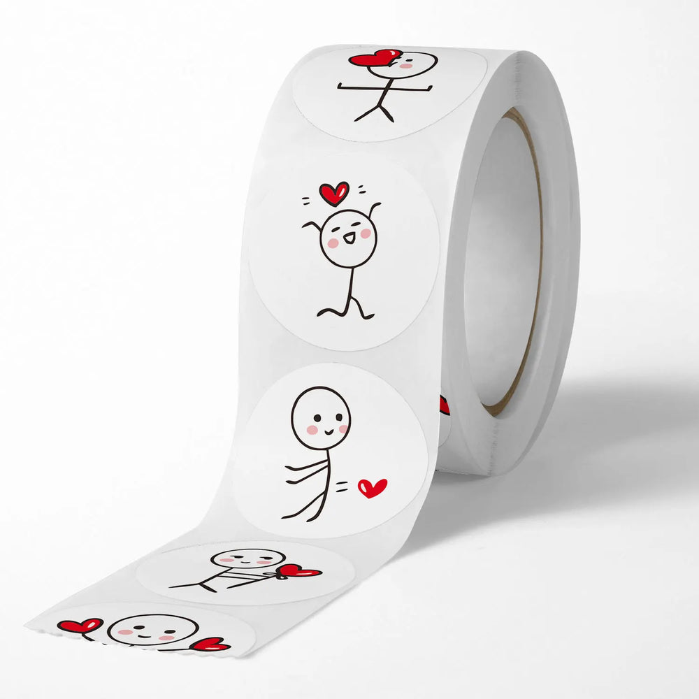 500pcs 20mm Cartoon Reward Sticker Roll Love Labels Valentine's Day Sticker for Wedding Gift Decor Envelope Sealing Scrapbooking (Online Order Only)