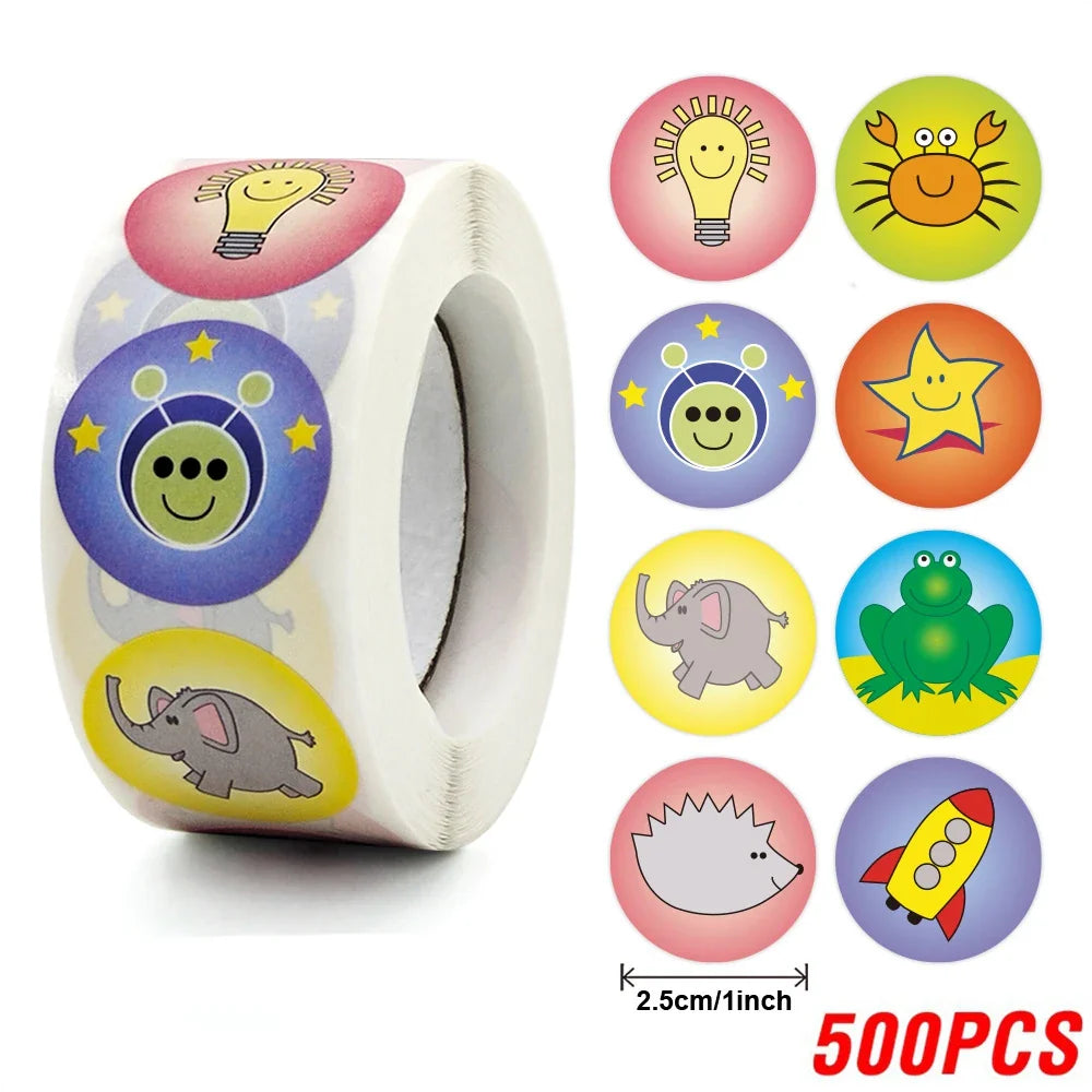 100-500pcs New Cartoon Dinosaurs Stickers 6 Designs for Classroom Teacher Stationery Sticker Label for Kids Reward Stickers (ONLINE ORDER ONLY)