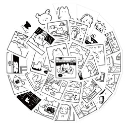 Black White Cartoon Animal Stickers for Kids - Phone, Notebook, Fridge, Laptop Decals (10/30/40pcs) (Online Order Only)