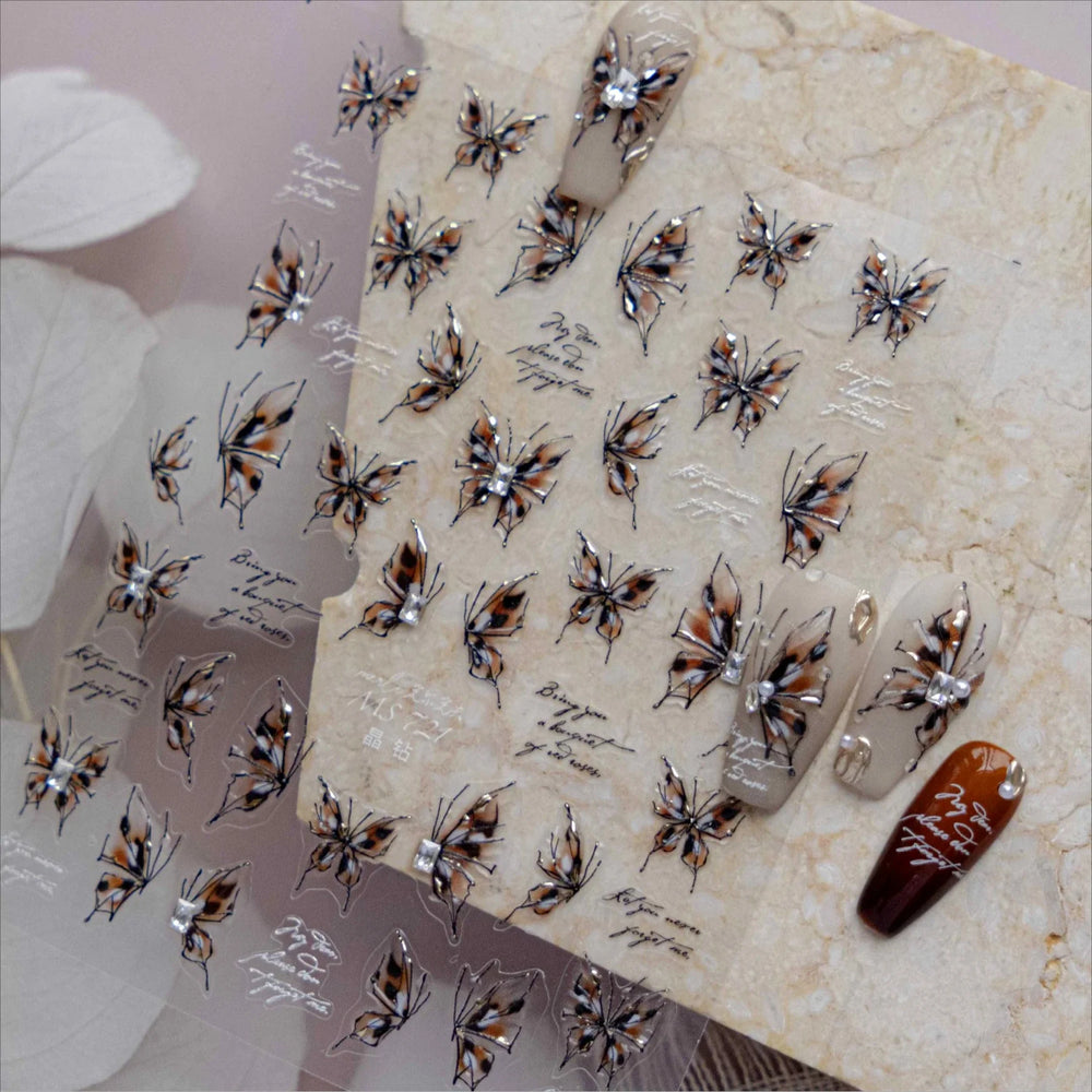 Dreamy Chic Butterfly Flower Bowknot Square Rhinestone Crystal 5D Self Adhesive Nail Art Stickers Fantasy Shiny Manicure Decals (ONLINE ORDER ONLY)