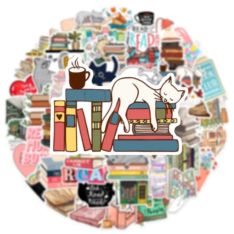 10/30/50PCS Cartoon Animal Reading Children's PVC Sticker Aesthetic Decoration Scrapbooking Stationery School Supplies for Kids (ONLINE ORDER ONLY)