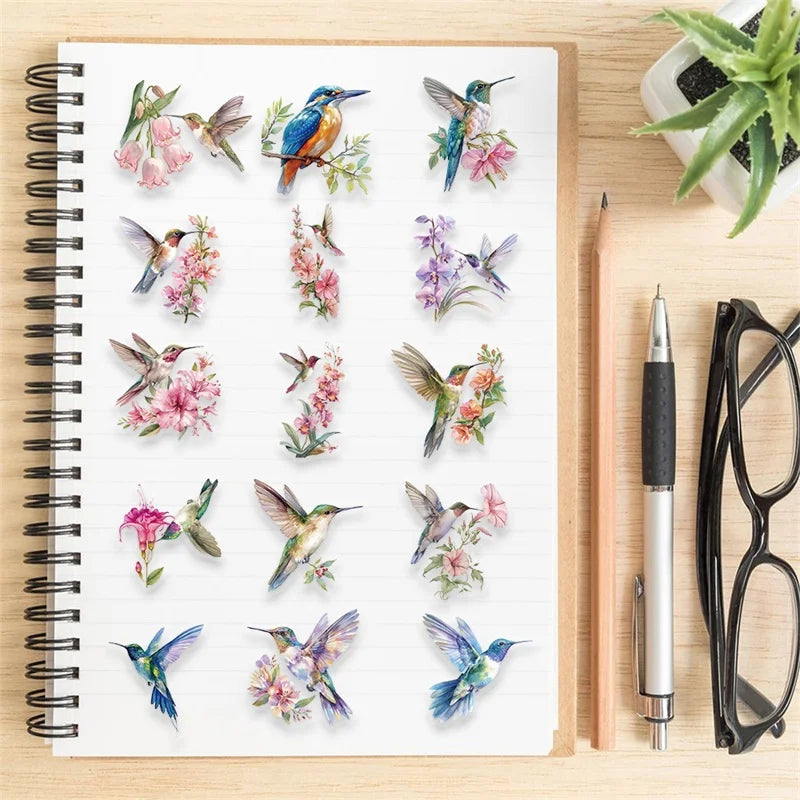 50PCS Cartoon Hummingbird PET Sticky Sticker Aesthetic Korean Stationery DIY Decoration Scrapbooking School Supplies for Kids (ONLINE ORDER ONLY)