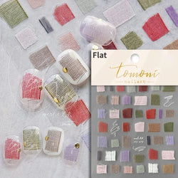 Geometric French Style Colorful Square Grid Rhombus Line Stripe Bowknot 3D Self Adhesive Nail Art Stickers Shiny Manicure Decals (ONLINE ORDER ONLY)
