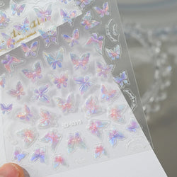 1pcs Pink Christmas Nail Stickers Shiny Shell Light Nail Art Parts Stickers Cute Snowflakes Star Wreath Nail Decorations Decals* (ONLINE ORDER ONLY)