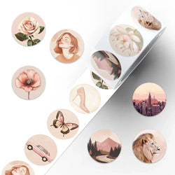 500pcs/roll Retro Aesthetic Cartoon Lady Flower Art Stickers For Laptop Luggage Guitar Phone Vinyl Decals (10 Patterns) (Online Order Only)