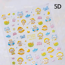 Summer Beach Bikini Watermelon Cat Popsicle Swim Ring Ice Cream Shell Coconut Tree Nail Art Decoration Stickers Manicure Decals (Online Order Only)