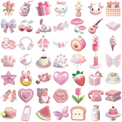 50PCS Kawaii Pink Love PVC Sticker Aesthetic Korean Stationery Decoration Scrapbooking School Supplies for Kids (ONLINE ORDER ONLY)