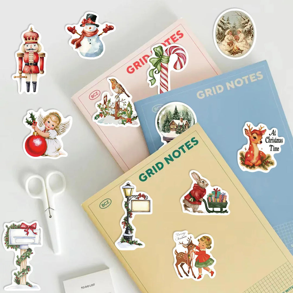 56Pcs Romantic Christmas Stickers Crafts Scrapbooking Book Label Decorative Christmas Tree Sticker DIY Stationery Notebook (ONLINE ORDER ONLY)