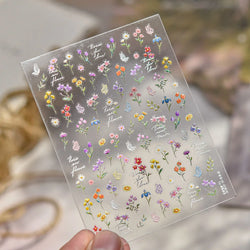 Dried Flower Butterfly Wildflowers Daisy Lily Moth Orchid Garden Self Adhesive Nail Art Stickers Chic Manicure Decals Wholesale (ONLINE ORDER ONLY)
