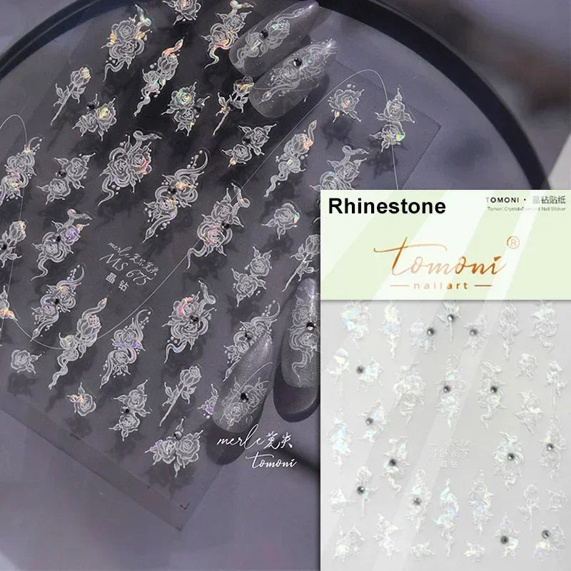 Dreamy Chic Butterfly Flower Bowknot Square Rhinestone Crystal 5D Self Adhesive Nail Art Stickers Fantasy Shiny Manicure Decals (ONLINE ORDER ONLY)