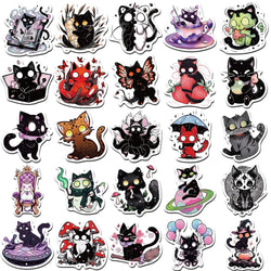 10/30/50pcs Cool Gothic Horror Cat Cartoon Graffiti Stickers Aesthetic Decals Laptop Suitcase Bike Decoration Waterproof Sticker (ONLINE ORDER ONLY)