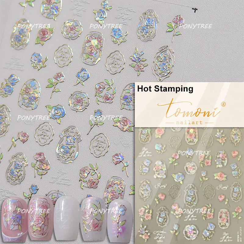 Hazy Feeling Bluestar-Amsonia Hubristic Blue Star Flower Floral Print 5D Soft Embossed Adhesive Nail Art Sticker Manicure Decals (ONLINE ORDER ONLY)