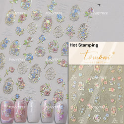 Hazy Feeling Bluestar-Amsonia Hubristic Blue Star Flower Floral Print 5D Soft Embossed Adhesive Nail Art Sticker Manicure Decals (ONLINE ORDER ONLY)