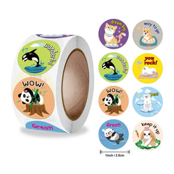 100-500pcs Animal Reward Stickers Adorable Round Kids Motivational Sticker Cartoon Incentive Teacher Gift Sealing Label (ONLINE ORDER ONLY)