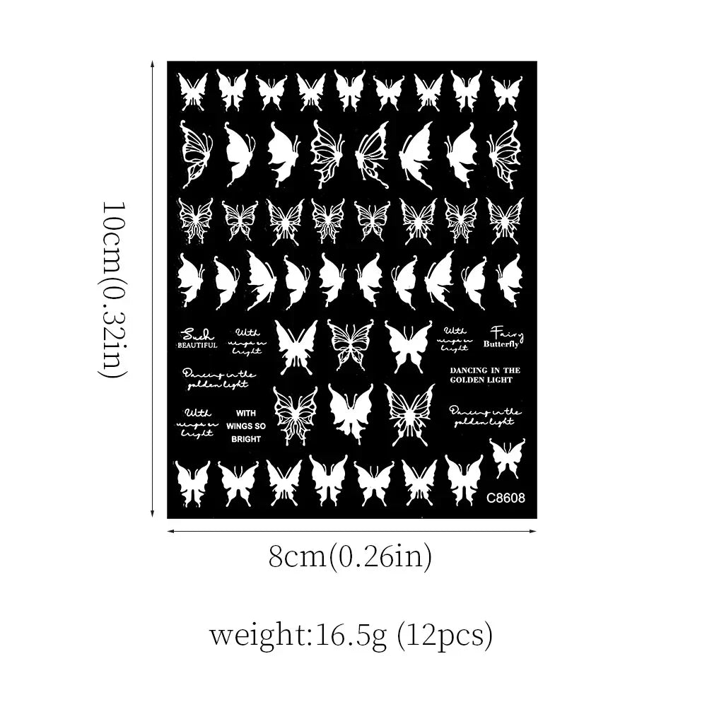 4pcs Roman Letter Design Nail Stickers Golden/Silvery/Black/White Alphabet Design Self Adhesive Decal English Words DIY Manicure (Online Order Only)