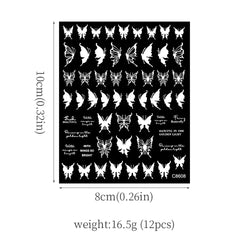 4pcs Roman Letter Design Nail Stickers Golden/Silvery/Black/White Alphabet Design Self Adhesive Decal English Words DIY Manicure (Online Order Only)