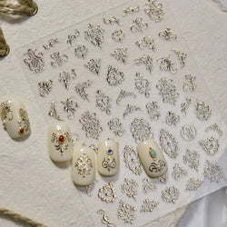 Baroque Figure Flower Totem Geometric Star Love Heart Hot Stamping Embossed Relief Self Adhesive Nail Art Sticker Manicure Decal (ONLINE ORDER ONLY)