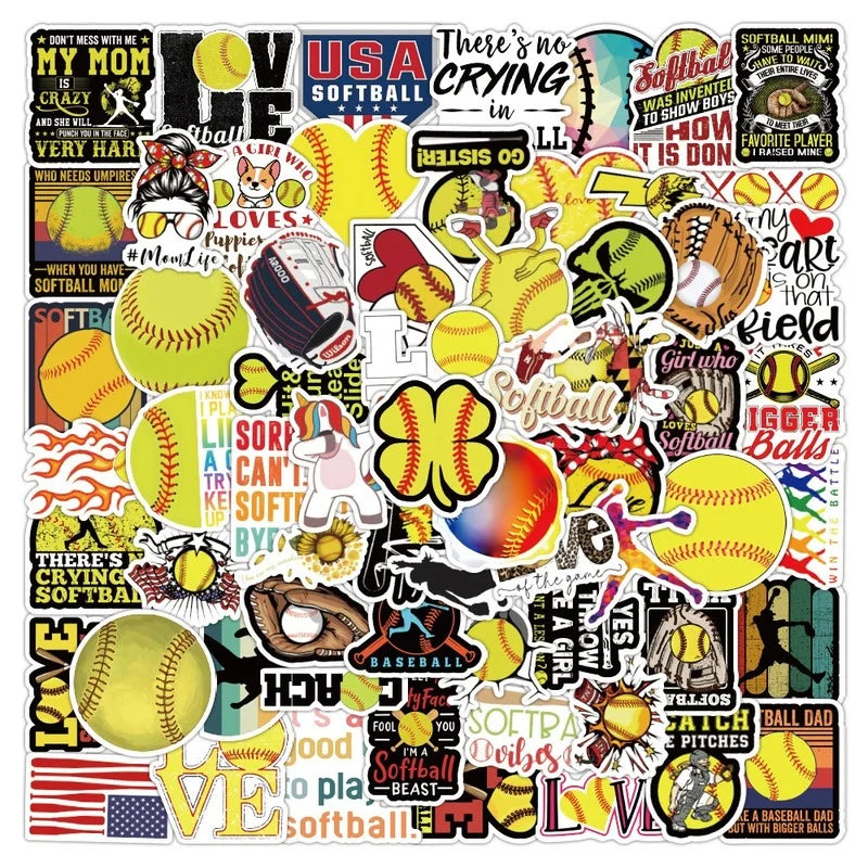 Softball Stickers Decals for Guitar Laptop Luggage Car Motorcycle Skateboard Phone Case (ONLINE ORDER ONLY)