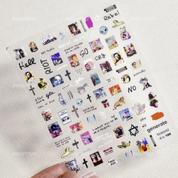 Flower Star Sun Grid Line Interesting Graffiti Tulip Cherry Apple Fruit Dot Painting Adhesive Nail Art Stickers Manicure Decals (ONLINE ORDER ONLY)