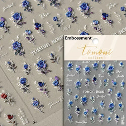 Pale Flower Bouquet Label Bowknot Stationery Sunflower Daisy Leaf 3D Self Adhesive Nail Art Stickers Rhinestone Manicure Decals (Online Order Only)