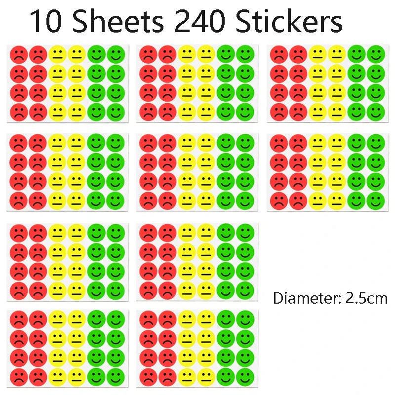 1" Happy Sad Smiling Face Behavior Stickers 120-1200pcs Labels Teachers Classroom School Kids Student Reward Sticker Toys Gifts (ONLINE ORDER ONLY)