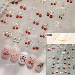 Mini Fruit Cherry Charming Strawberry Ribbon Line Bowknot Jelly Charming Chic Self Adhesive Nail Art Stickers Manicure Decals (ONLINE ORDER ONLY)