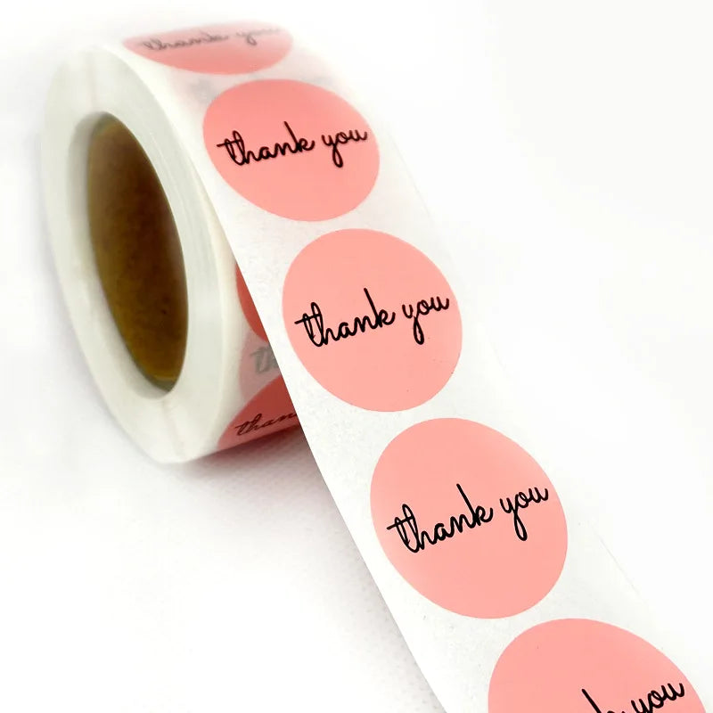 100-500PCS Heart Stickers Thank You Stickers for Business Merci Packaging Stickers Rolling Love for Packaging Decoration (ONLINE ORDER ONLY)