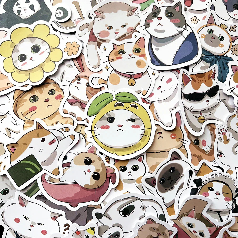 10/50Pcs Chubby Cat Stickers for Bike, Skateboard, Car, Helmet, Notebook, Laptop, Kids Toys (Online Order Only)