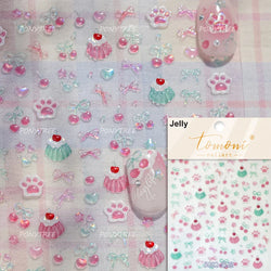 Colored Shiny Jelly Claw Paw Pudding Dessert Cherry Bowknot Cake Bow Tie Drink Food Love Heart Nail Art Sticker Manicure Decal (ONLINE ORDER ONLY)