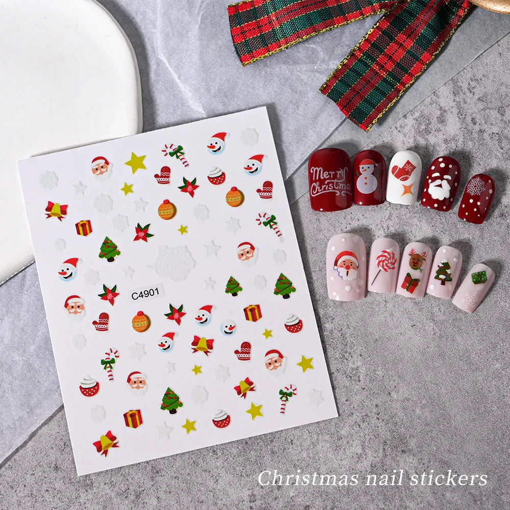 Merry Christmas Penguin Nail Art Sticker 3D Slider Deer Santa Claus Decal New Year Nail Decorations Sticker Manicure Accessories (ONLINE ORDER ONLY)