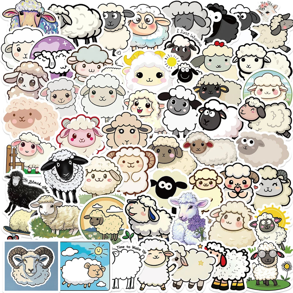 56pcs Cartoon Sheep Stickers For Journal Stationery Scrapbooking Supplies Lamb Goat Sticker Craft Scrapbooking Decals (ONLINE ORDER ONLY)