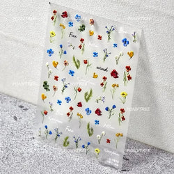 Chic Wild Flower Oil Painting Small Variegated Daisy Peach Blossom Lavender Petal Adhesive Nail Art Stickers Manicure Decals (Online Order Only)