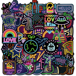 Neon Graffiti Stickers for DIY: Suitcase, Water Bottle, Phone, Guitar, Laptop, Car, Motorcycle, Skateboard (10/25/50pcs) (Online Order Only)
