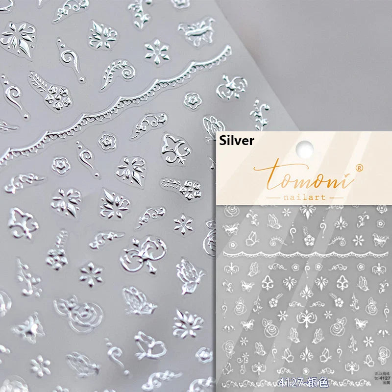 Metal Snake Flower Pattern Stars Eye Pot Moon Butterfly Story Retro Meteor Candle Hourglass Nail Art Sticker Manicure Tool Decal (ONLINE ORDER ONLY)