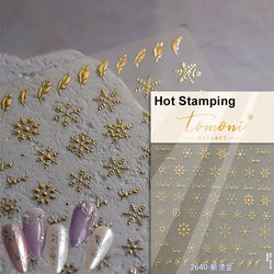 Shiny White Pink Blue Gold Snowflakes Hexagon Water Bubbles Winter 5D Self Adhesive Nail Art Stickers Rhinestone Manicure Decals (ONLINE ORDER ONLY)