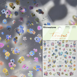 Dried Flowers Rose Butterfly Love Heart Golden Stroke Flying Crane Silver Adhesive Nail Art Stickers Rhinestone Manicure Decals (ONLINE ORDER ONLY)