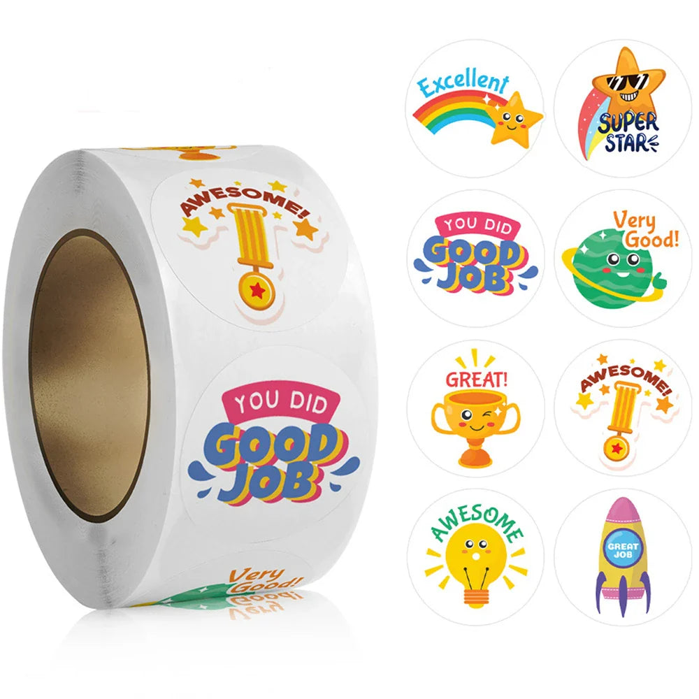 500pcs/roll Cute Cartoon Sealing Stickers Thank you Sticker Envelope Gift Decor Labels Children Stationery Stickers 1 Inch (ONLINE ORDER ONLY)