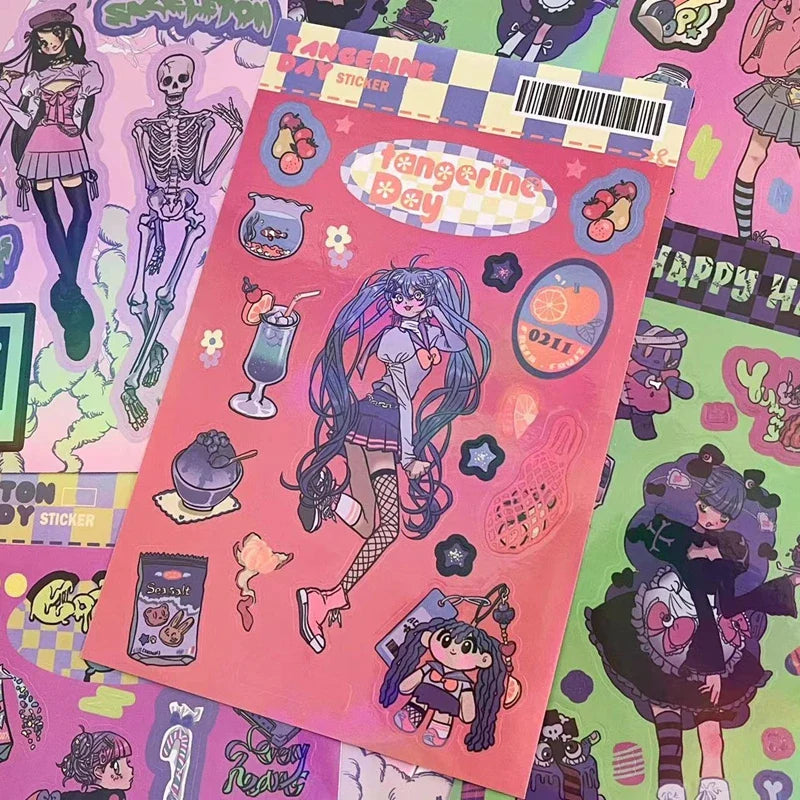 Korean ins Sweet Cool Girl Sticker Diary Scrapbooking DIY Album Decoration Sticker Aesthetic Stationery Art Supplies Personalizd (ONLINE ORDER ONLY)