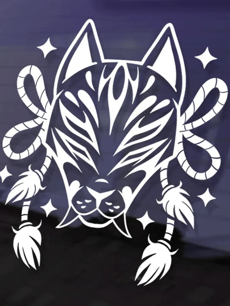 A Nine Tailed Fox Mask Car Sticker for  Window Door Motorcycle Sticker External Accessories Die Cutting Waterproof Vinyl Decals (ONLINE ORDER ONLY)