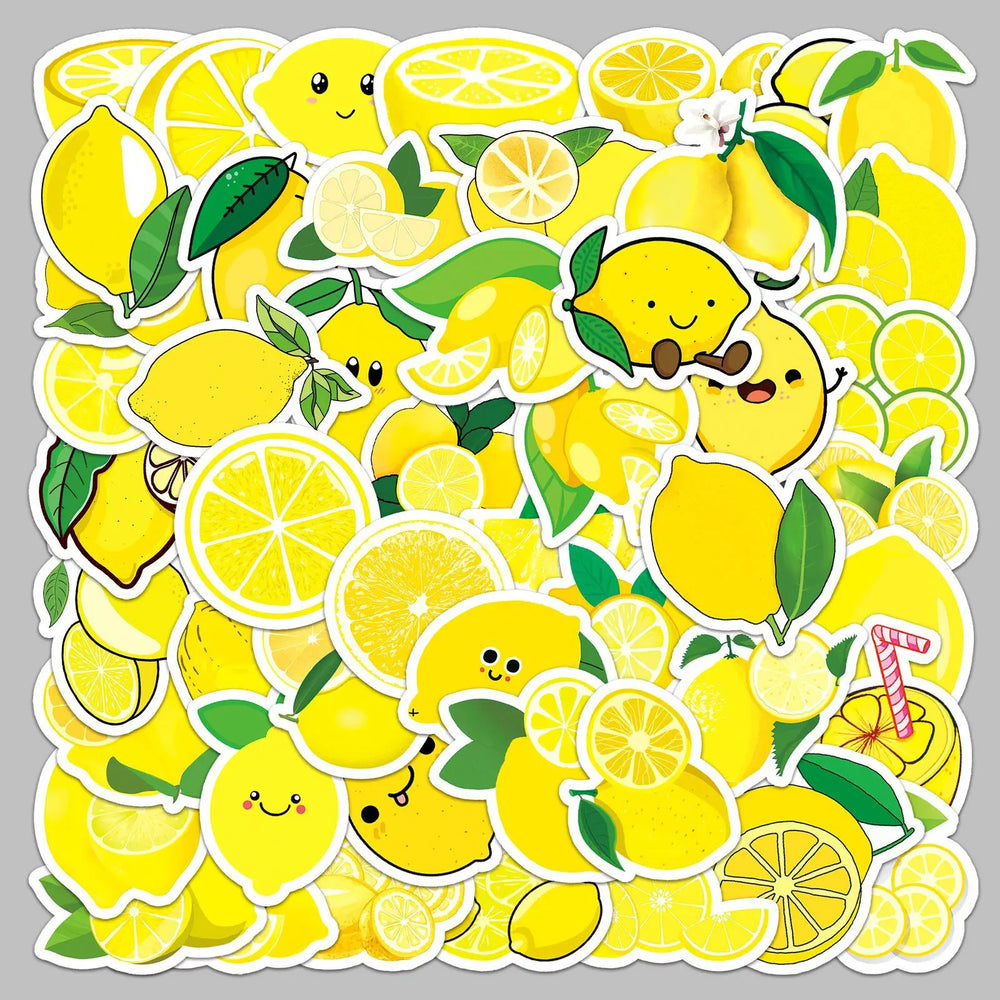 50pcs Cute Lemon Graffiti Stickers for Helmet, Wall, DIY Decoration (Online Order Only)